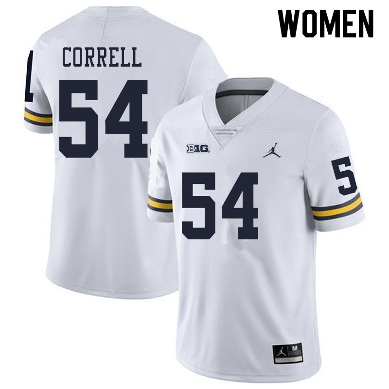 Women #54 Kraig Correll Michigan Wolverines College Football Jerseys Sale-White